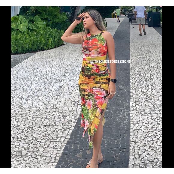 ZARA Draped Multicolor Midi Dress Blogger Fave NWT Size M - Picture 13 of 16